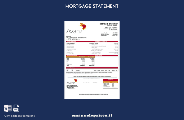 stile verificato Estratto conto mutuo Nicaragua Banco Avanz Modello Word e model